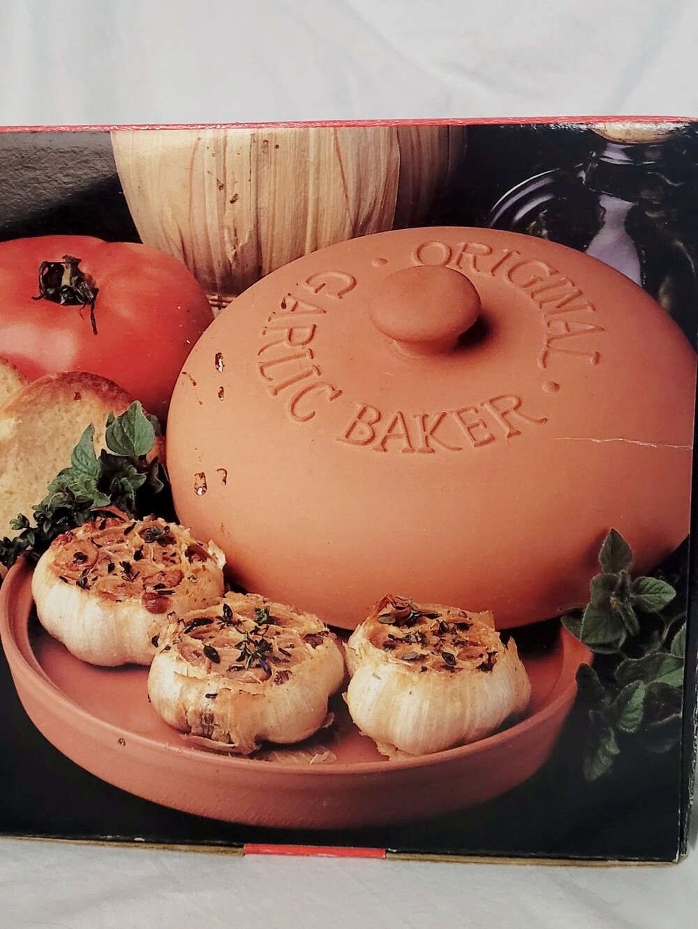 Vtg 93 Boston Warehouse Terra Cotta Garlic Baker 4 Bulb Capacity